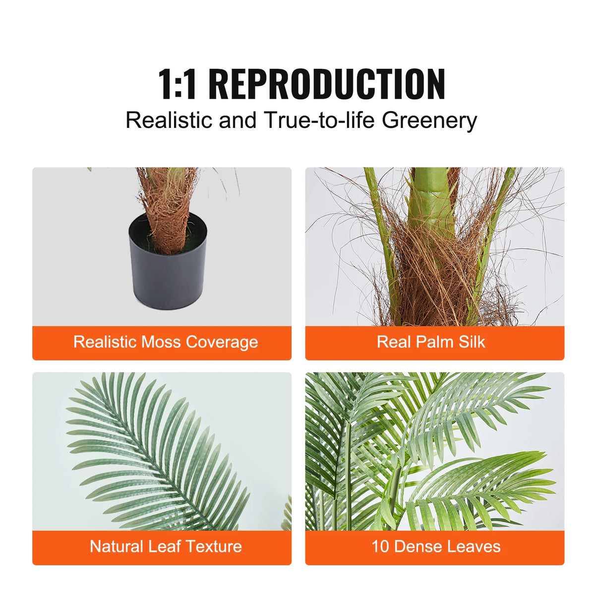 Succebuy Faux Palm Tree Secure Pe Material Anti-Tip Tilt Protection