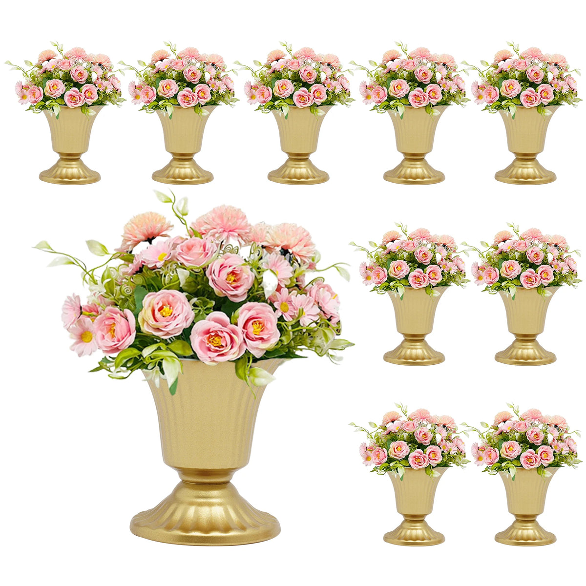 10 Pcs Gold Froral Vases Centerpieces Table Decor