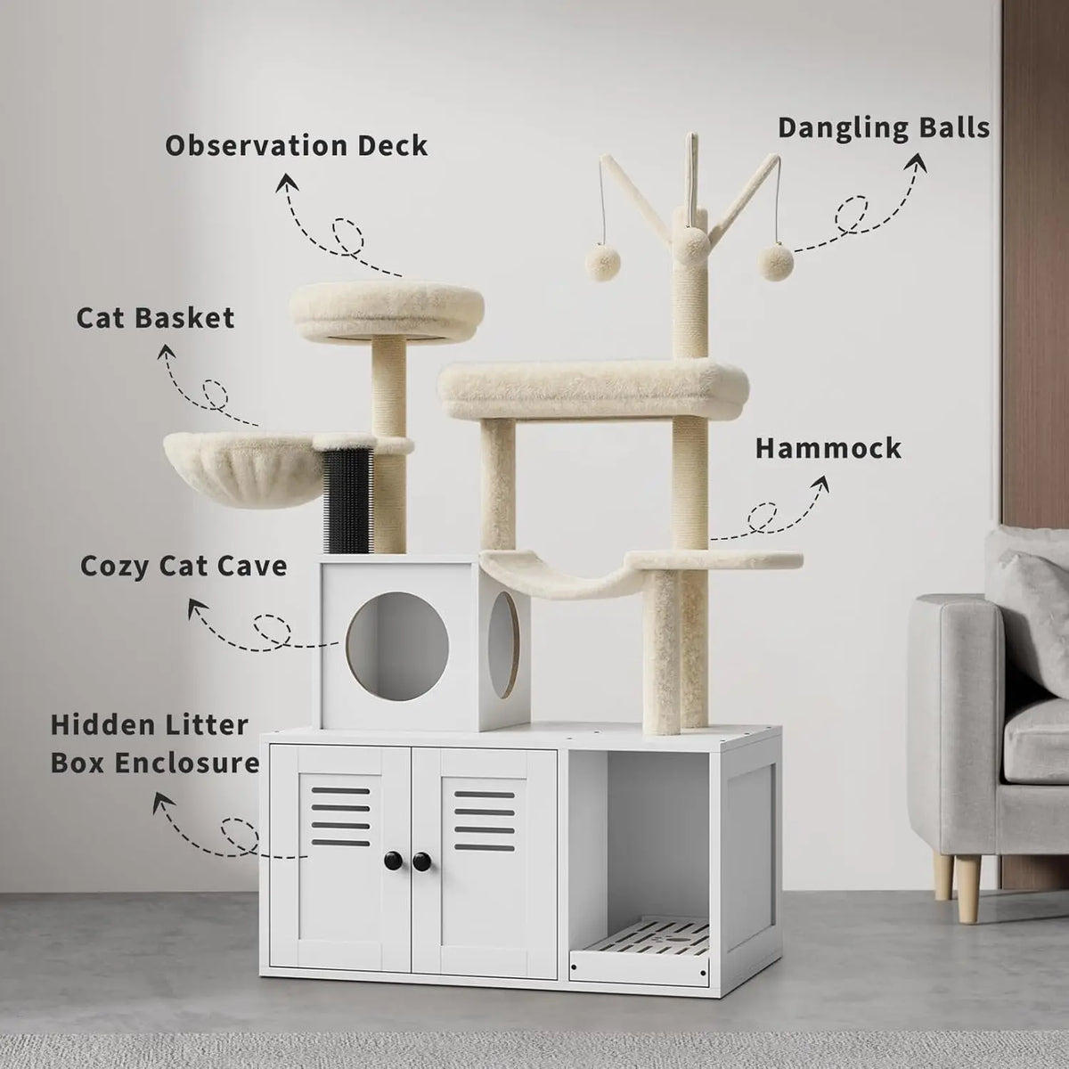 Twister CK Wooden Cat Tower Concealed Litter Box Unit