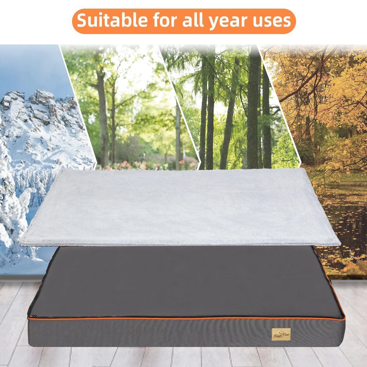 Bingopaw Large Padded Orthopedic Dog Bed With Washable Cover