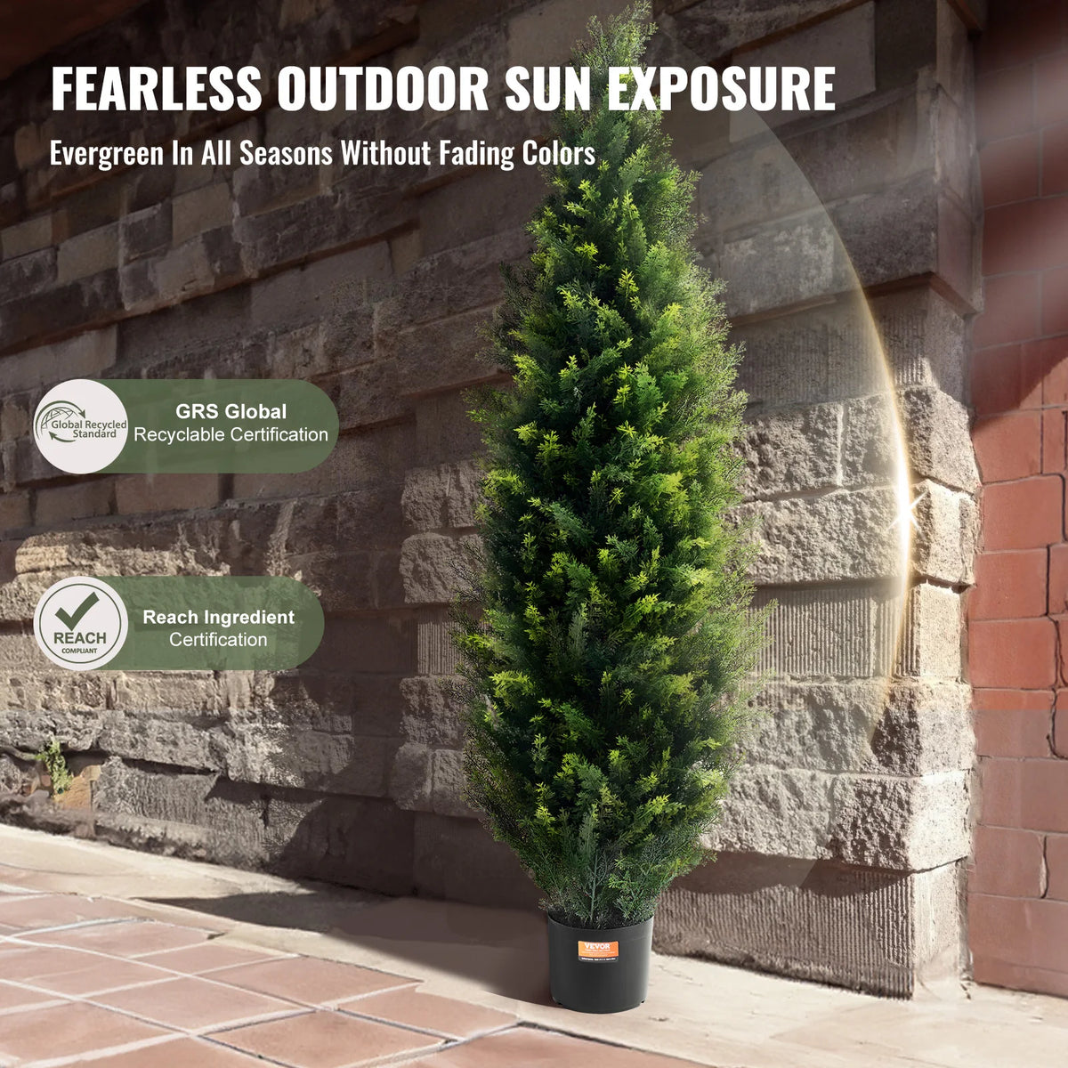 SucceBuy Artificial Cedar Topiary Tree Evergreen Fake Cypress Decor