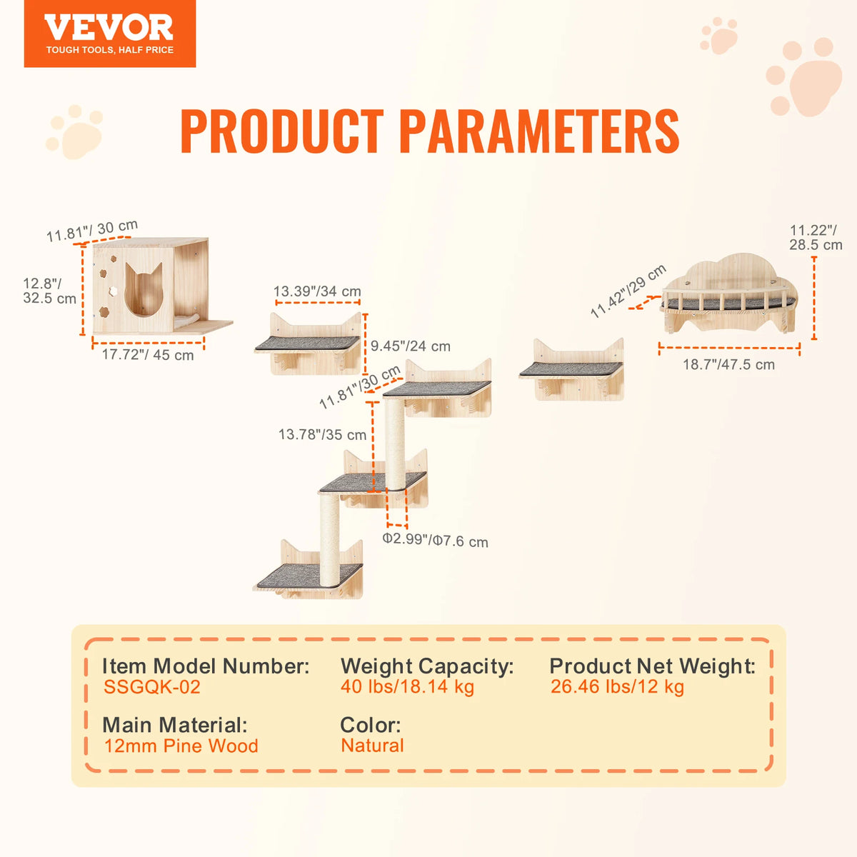 Succebuy Wall Mounted Cat Shelves Perches With Jumping Boards