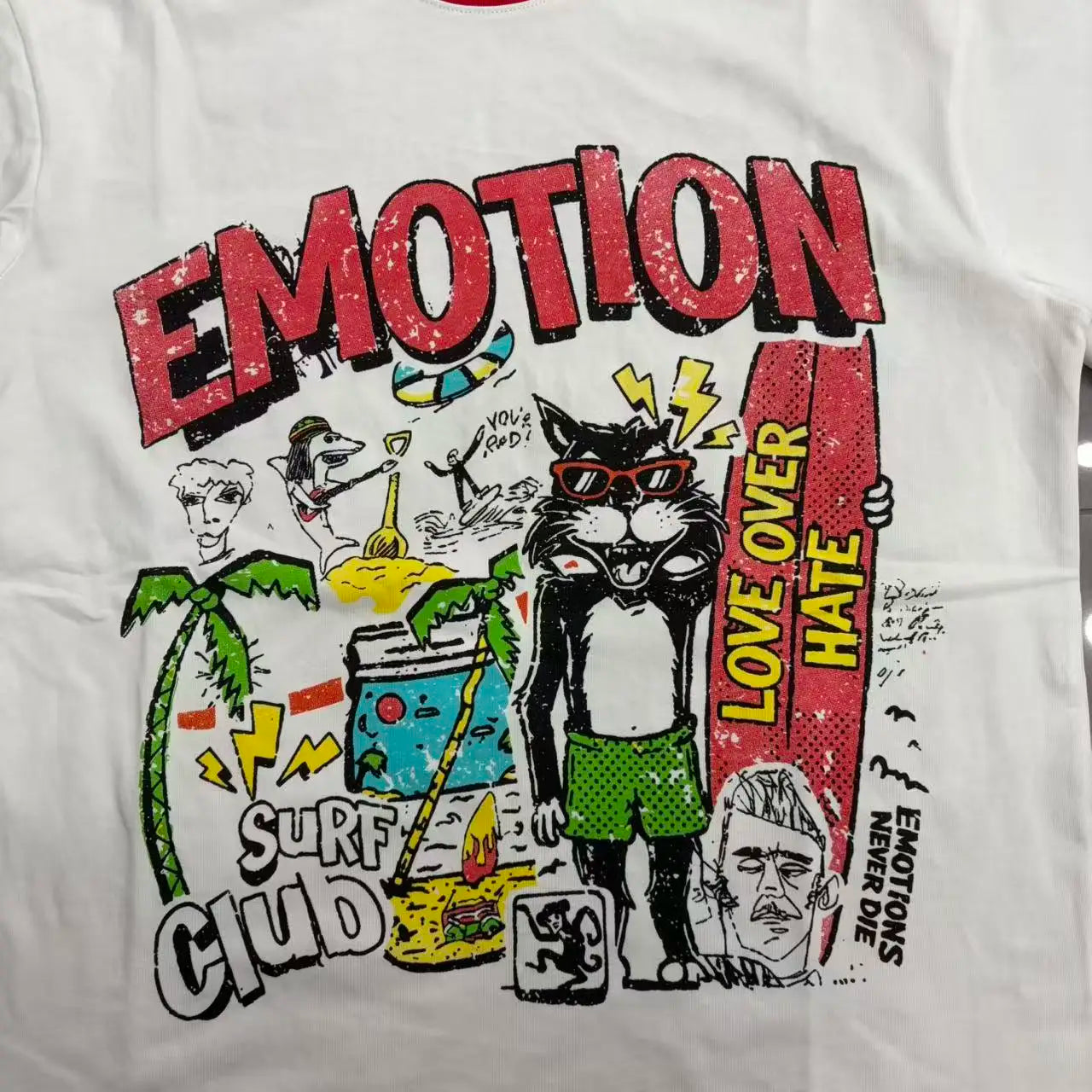 Mixed Emotion Rhinestone Cartoon Print Cotton T Shirt Men Women