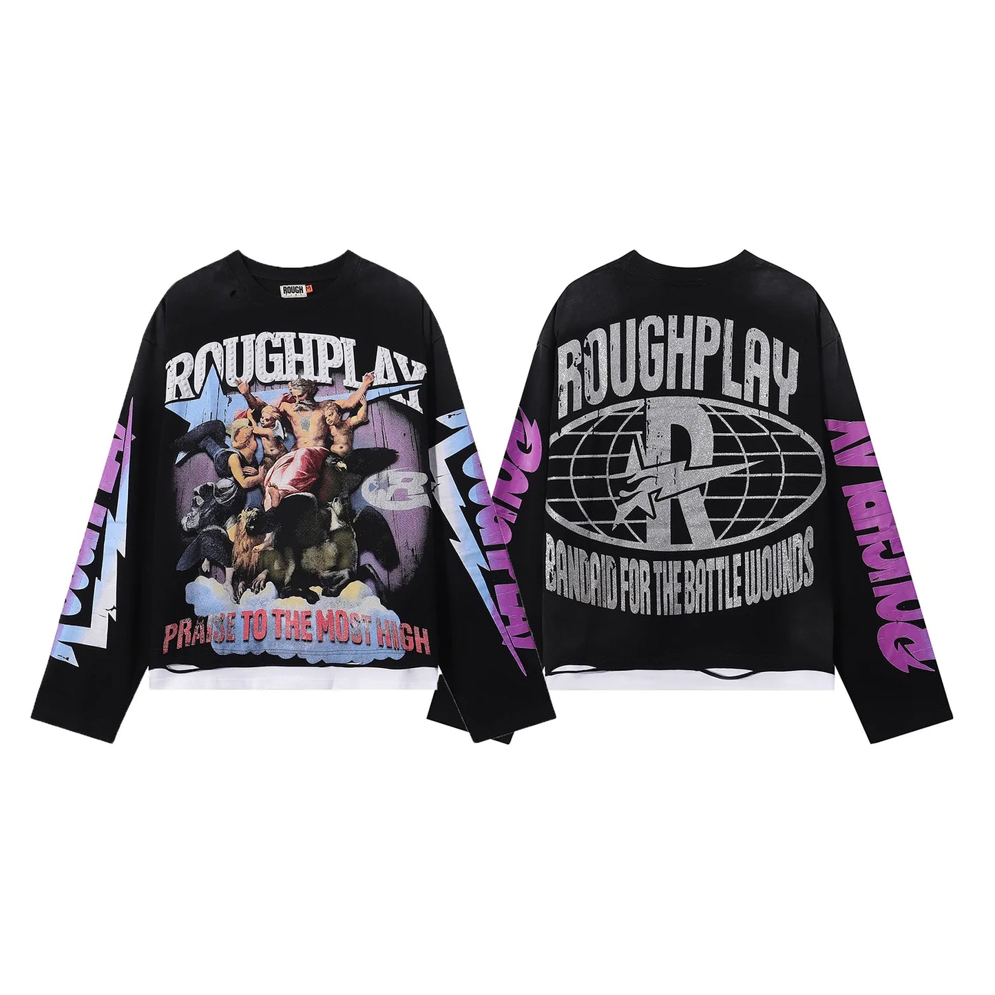 American Style Splicing Diamond Cotton Crew Neck T Shirt Unisex