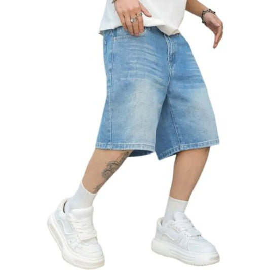 Mens Baggy Jean Shorts Loose Fit Vintage Wide Leg Jorts