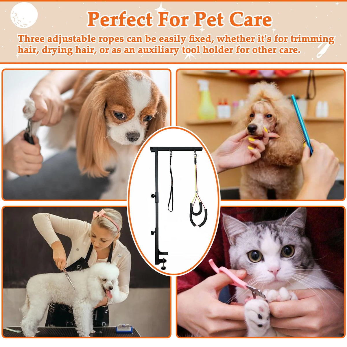 Adjustable Height Dog Grooming Arm With Clamp And Loop