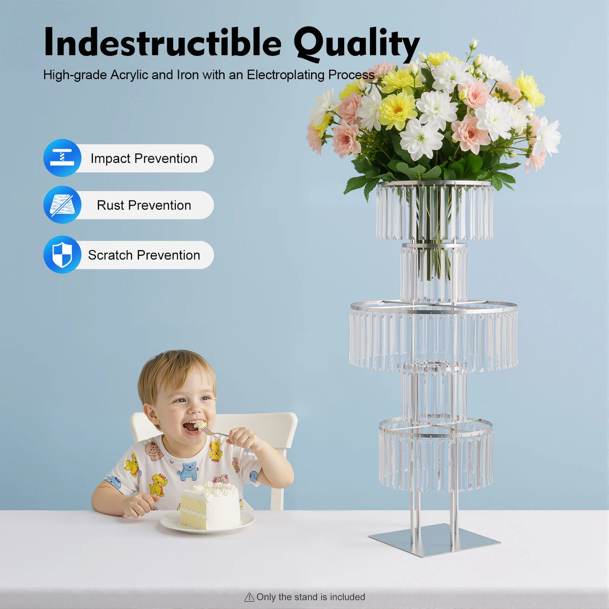 Acrylic Crystal Flower Vase Rack Stand Wedding Centerpiece Display Holder