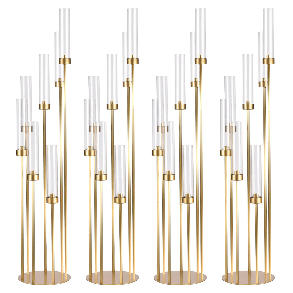 Vincigant Gold 7 Arm Metal Floor Candelabra With Acrylic Lampshade