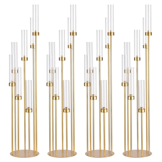 Vincigant Gold 7 Arm Metal Floor Candelabra With Acrylic Lampshade