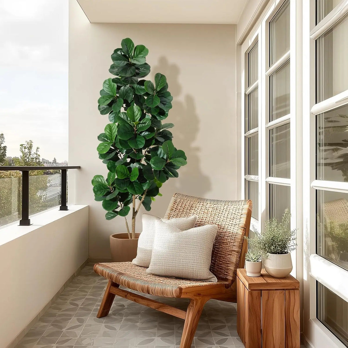 Himiss Realistic Artificial Fiddle Leaf Fig Tree In Planter Pot For Home Decor