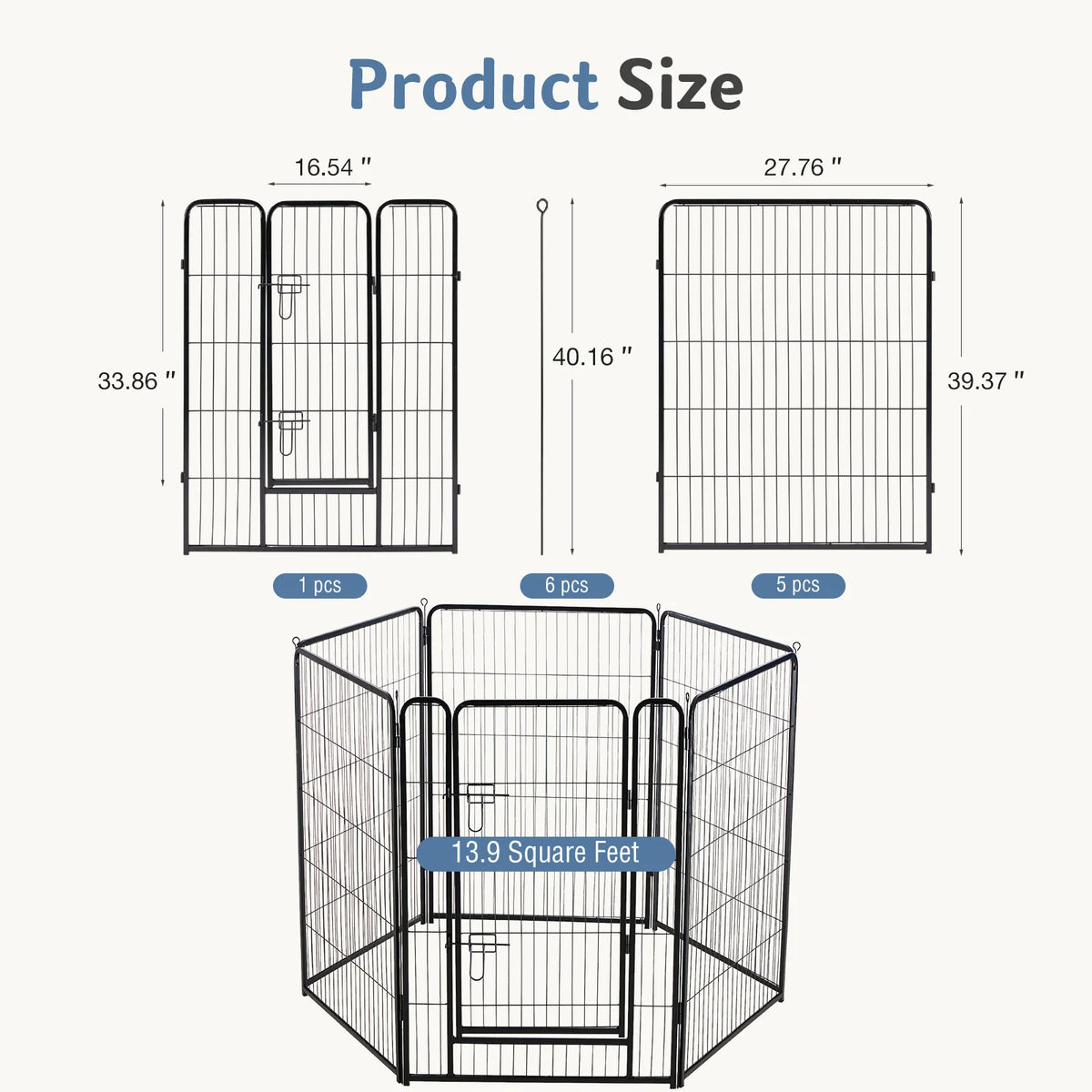 Jhk 6 Panel Metal Foldable Dog Playpen Fence