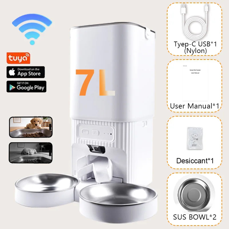 Nityers 7L Smart Automatic Pet Feeder With Hd Camera
