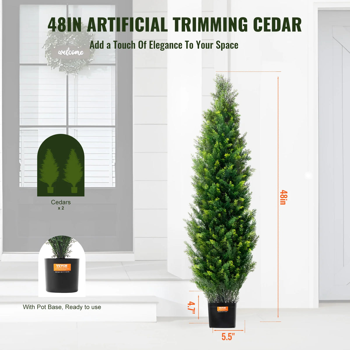 SucceBuy Artificial Cedar Topiary Tree Evergreen Fake Cypress Decor