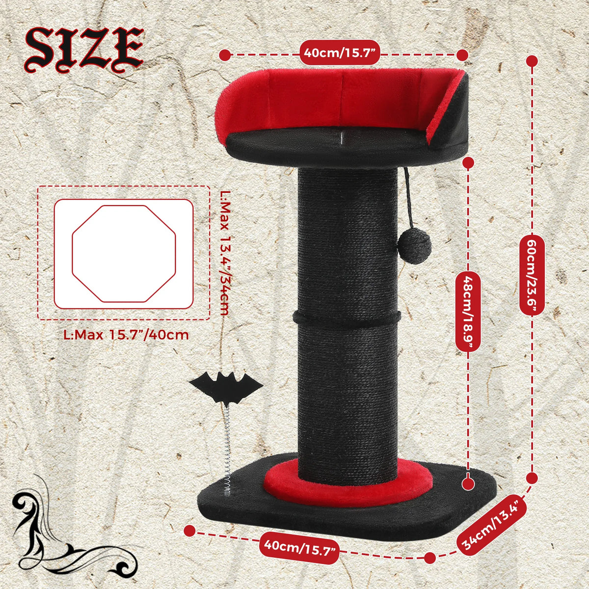 Pawz Road Large Indoor Cat Scratching Post With Removable Bed