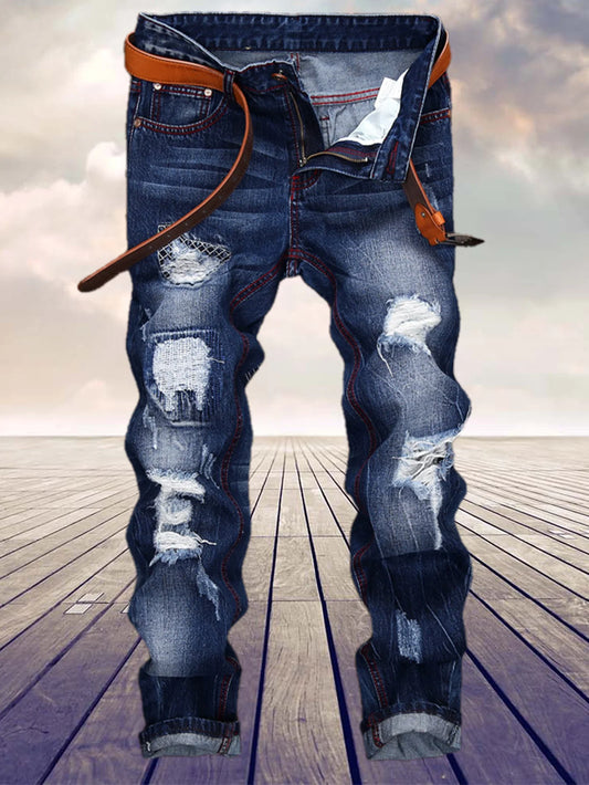 Cotton Blended Regular Fit Jeans With Zipper Fly For Men