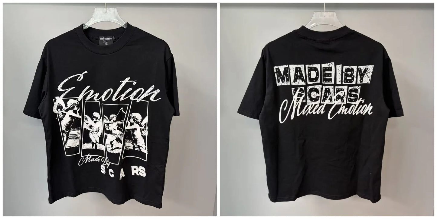 Mixed Emotion Print Cotton T Shirt Men Women Casual Trendy High Street