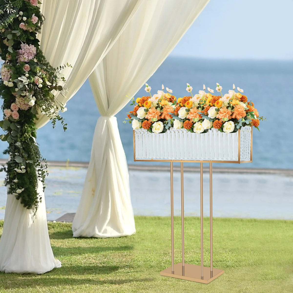 Bymaocar Crystal Flower Stand Iron Frame With Stable Holder