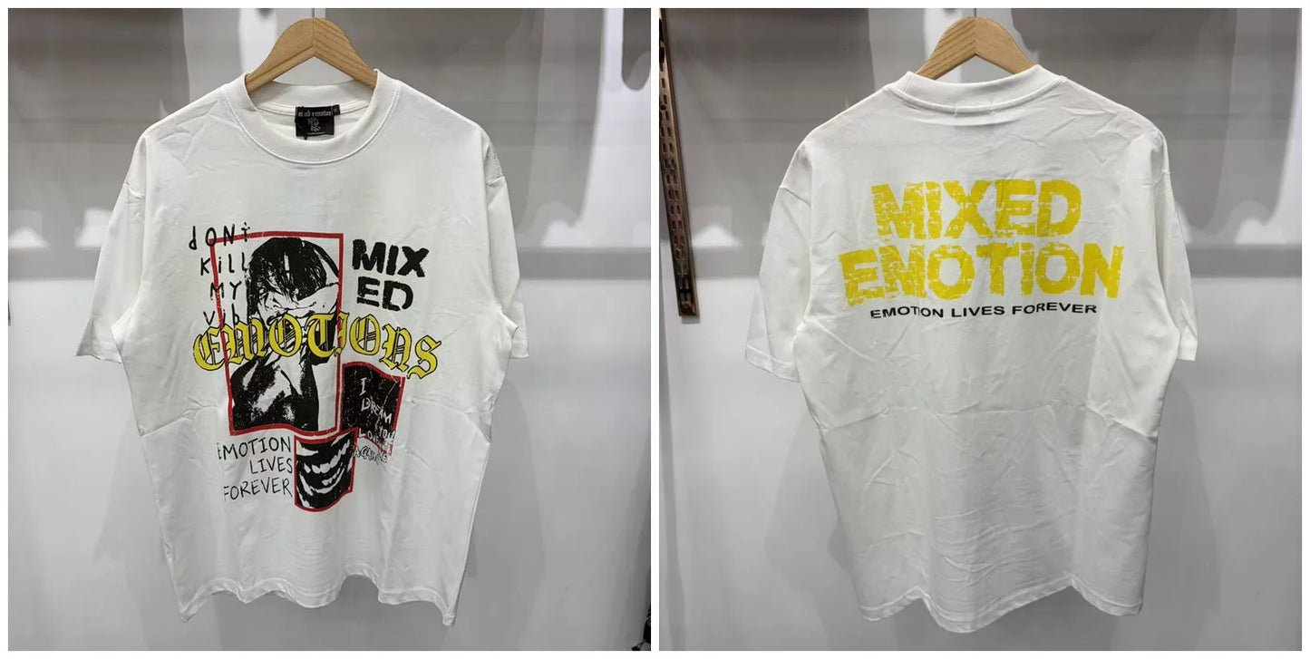 Mixed Emotion Rhinestone Cartoon Print Cotton T Shirt Men Women