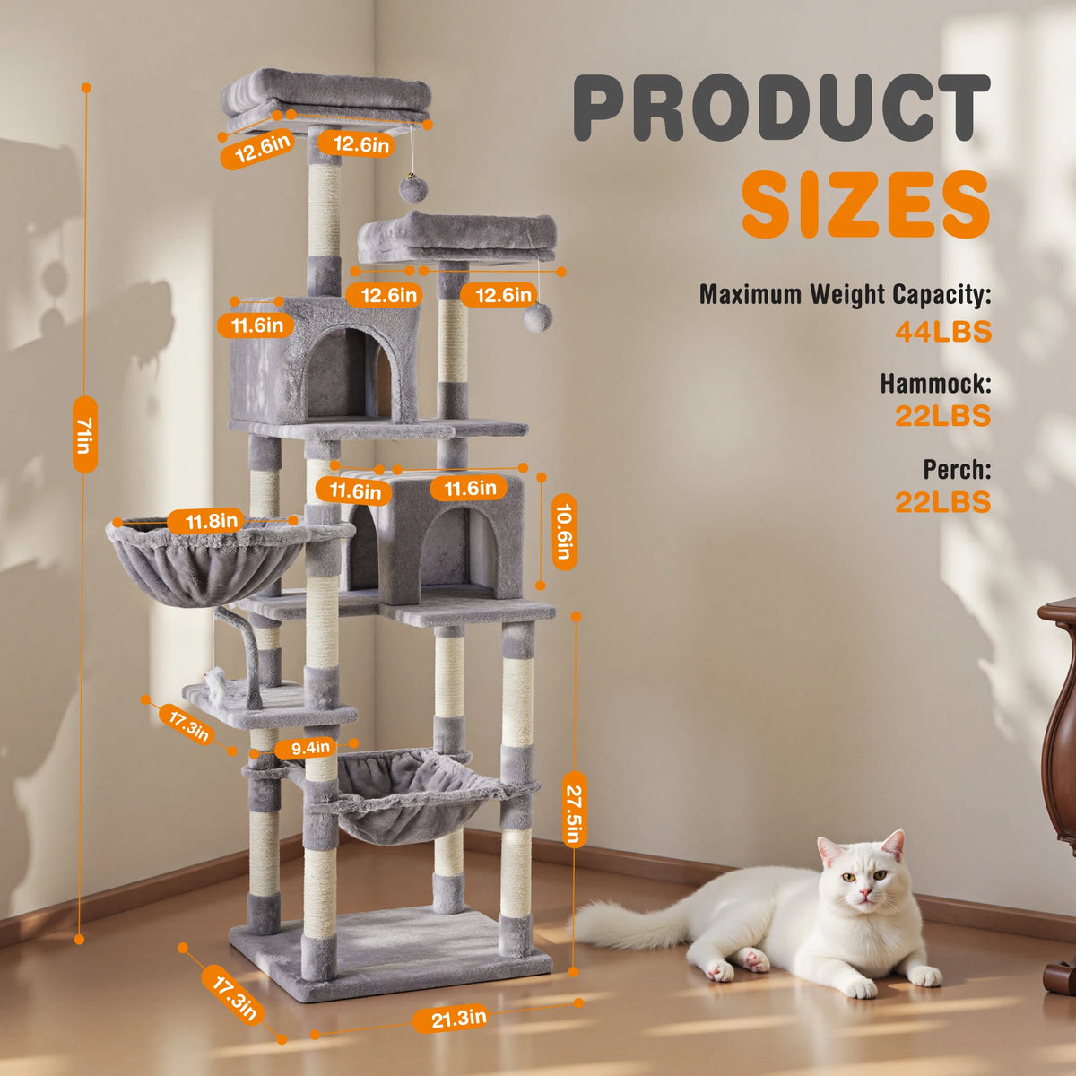 JHK 71 Inch Tall Multi Tier Cat Tree Climbing Tower
