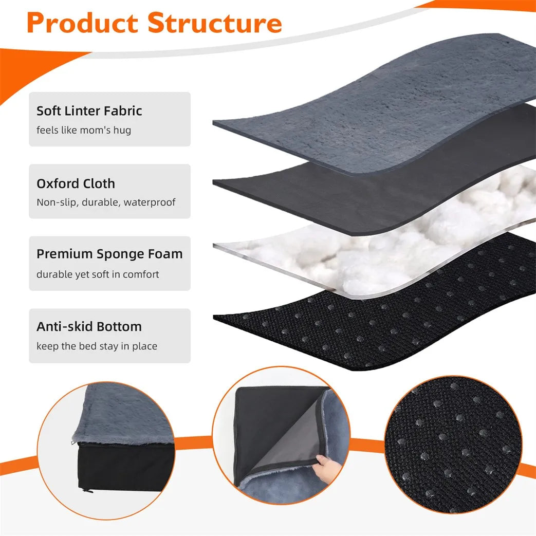 Borwart Large Orthopaedic Dog Bed With Washable Cover