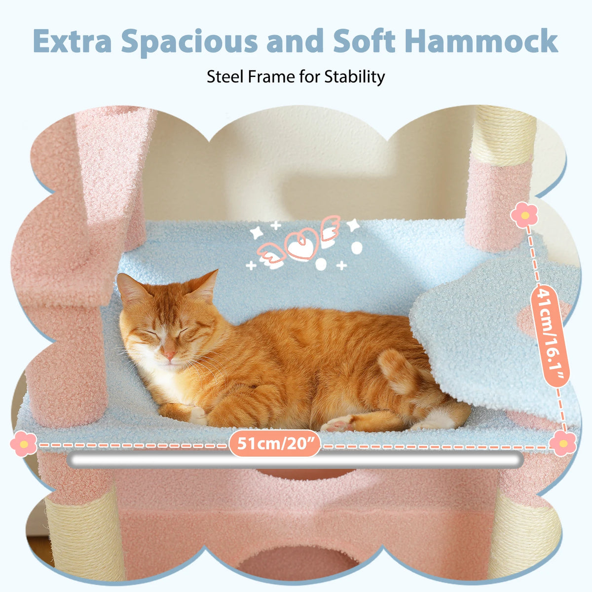 Petepala Cat Tree Tower With Sisal Scratching Posts And Hammock