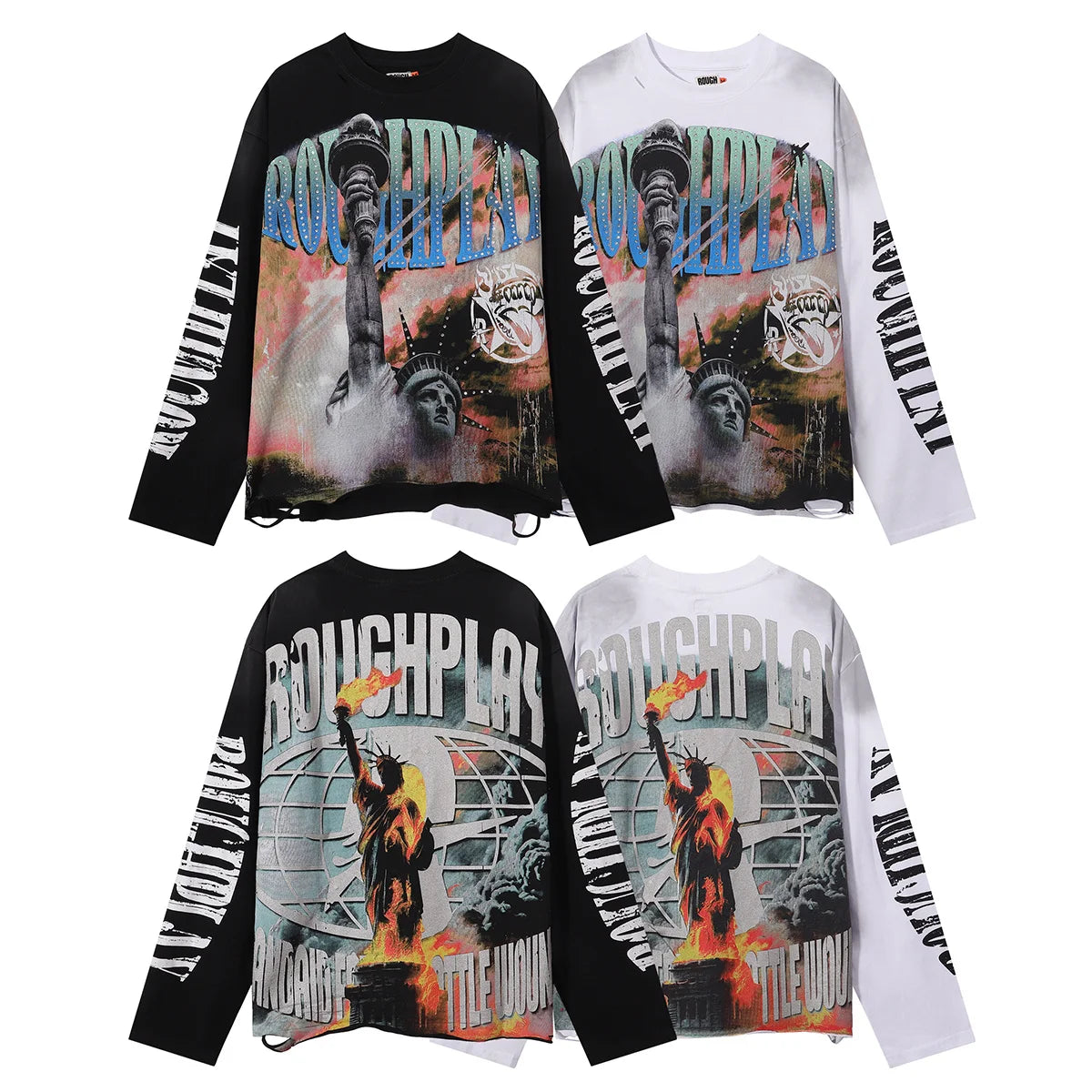 American Style Splicing Diamond Cotton Crew Neck T Shirt Unisex