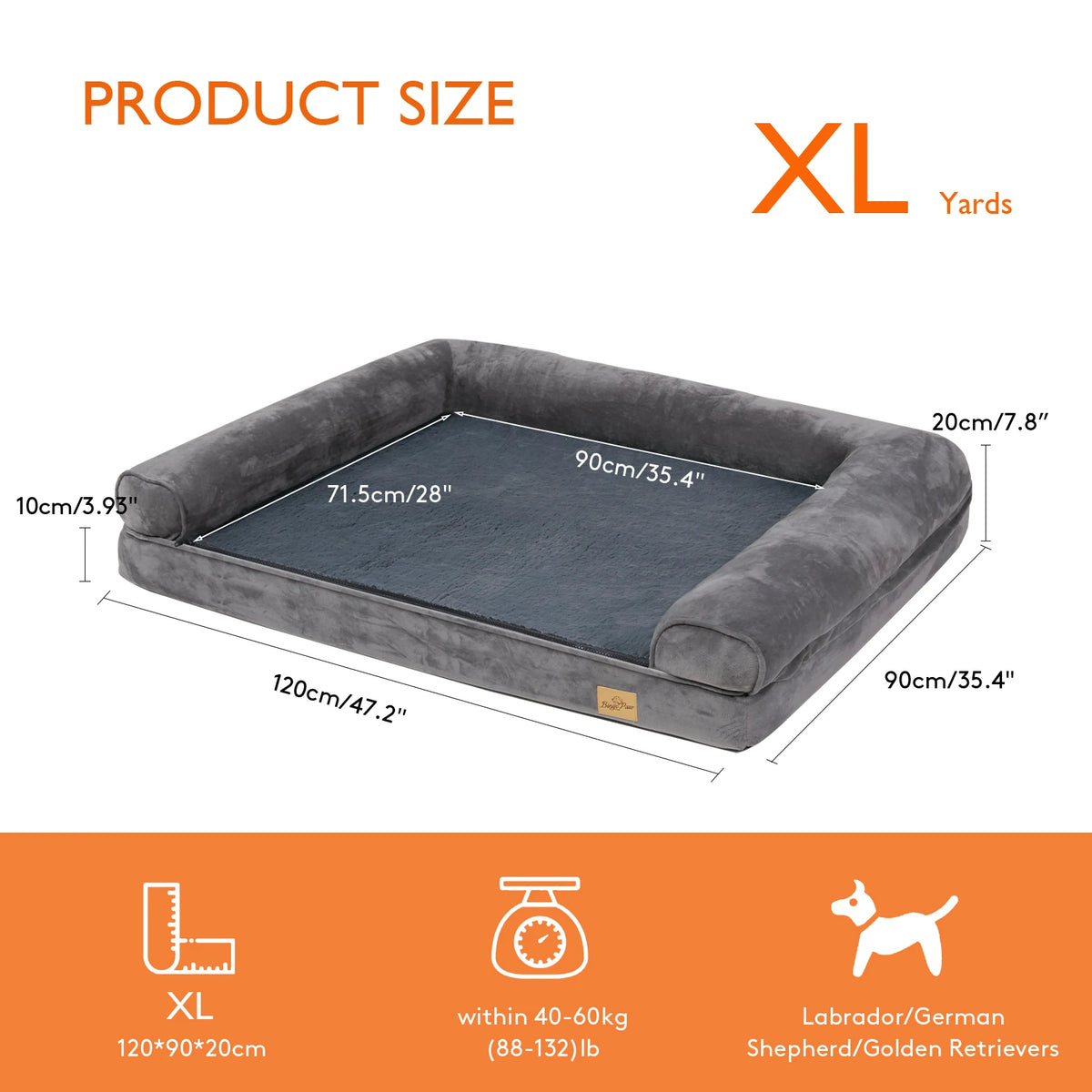 Bingopaw Orthopedic Extra Large Dog Bed With Washable Cotton Cover
