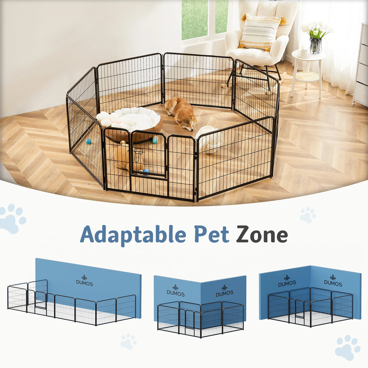 JHK Metal 8 Panel Dog Playpen Foldable Exercise Fence
