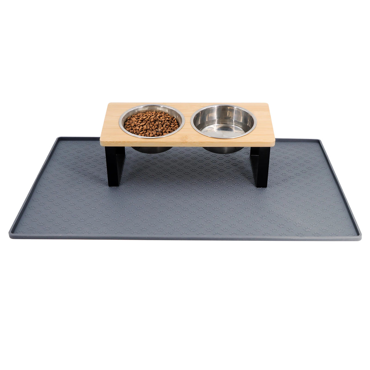 Elevated Cat Bowls Wooden Stand Anti Vomiting Stainless Steel Raised Meal Set For Cats