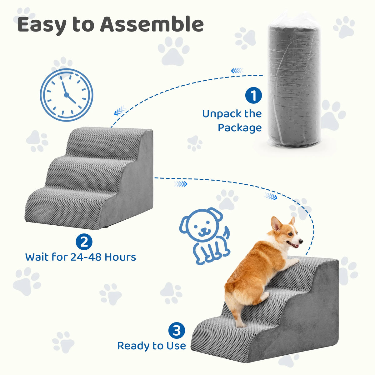 JHK High Density Foam Curved Dog Stairs Ramp For Small Dogs