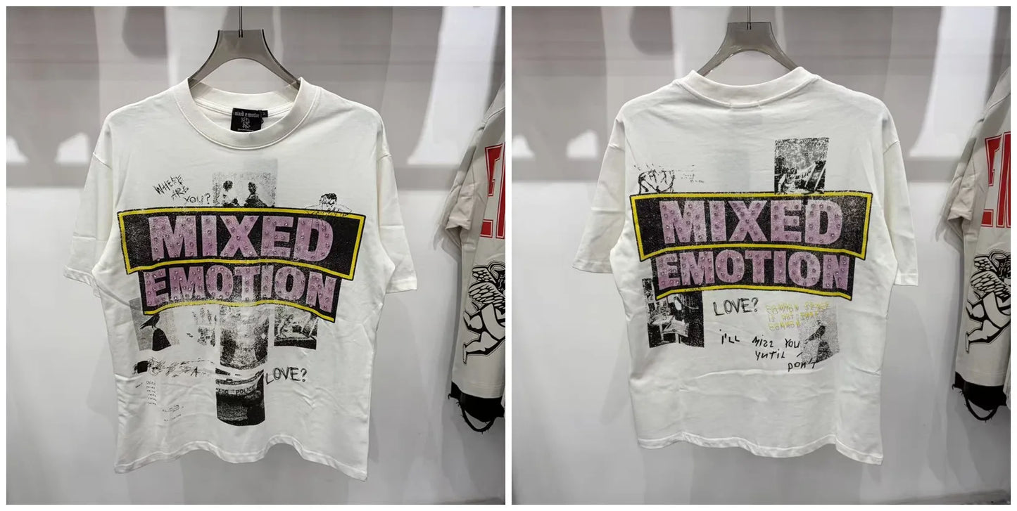 Mixed Emotion Rhinestone Cartoon Print Cotton T Shirt Men Women