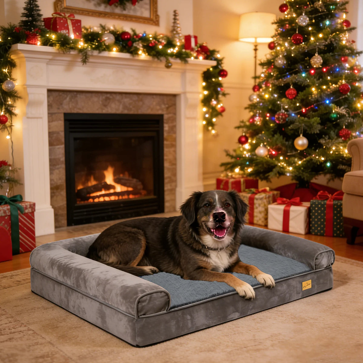 Borwart Orthopedic Memory Foam Calming Dog Bed With Removable Cover