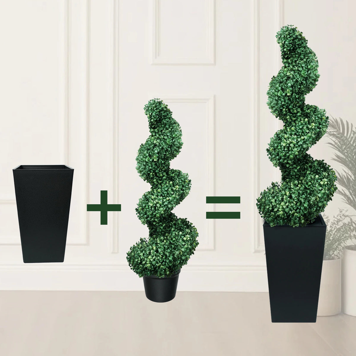 Olitree Artificial Boxwood Spiral Topiary Trees With Planter