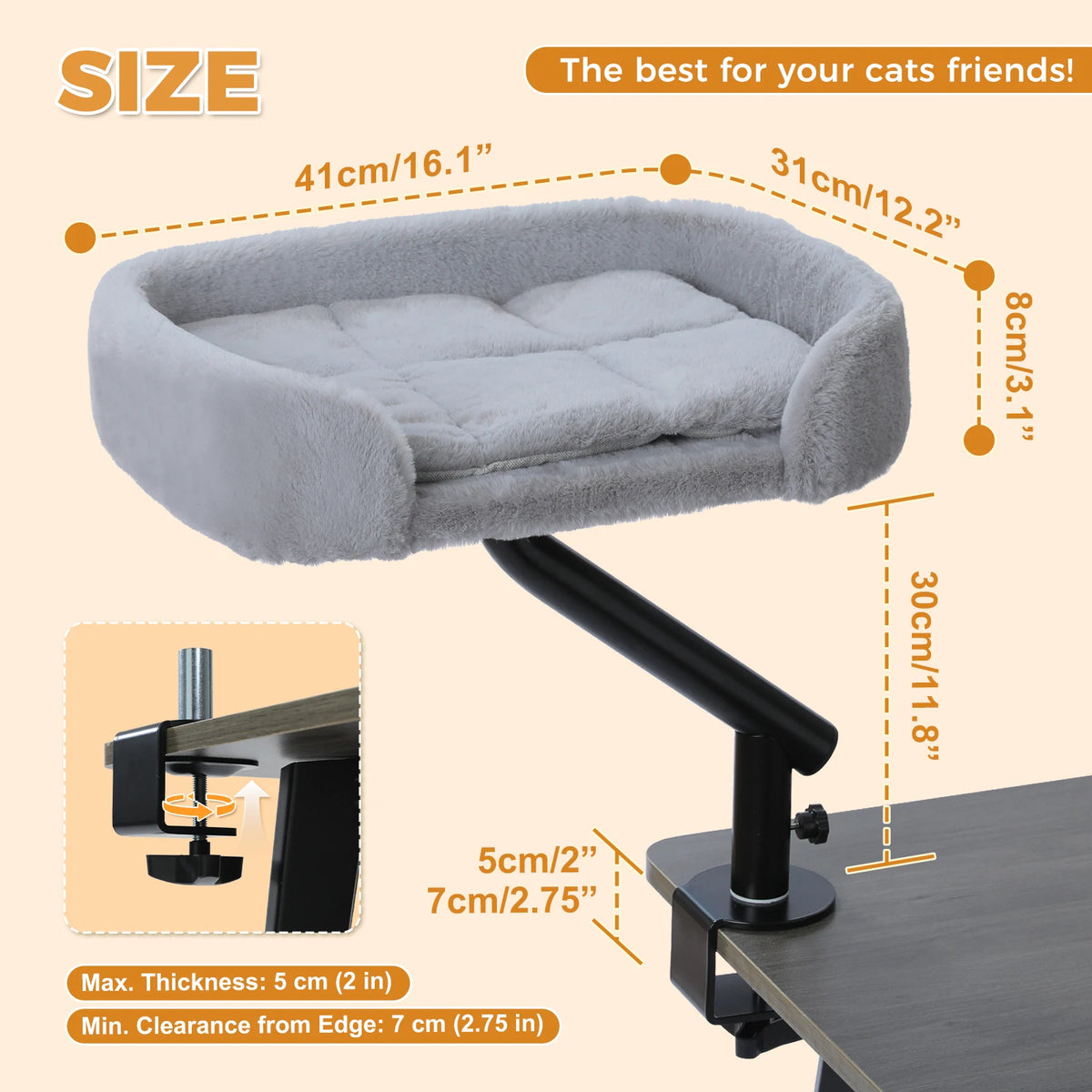 Pawz Road Adjustable 360 Rotatable Desk Cat Bed