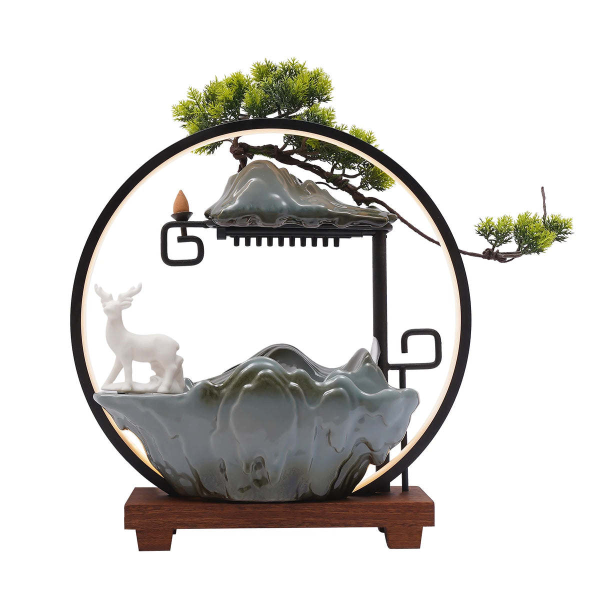 Bymaocar Ceramic Bonsai Desk Fountain With Led Light