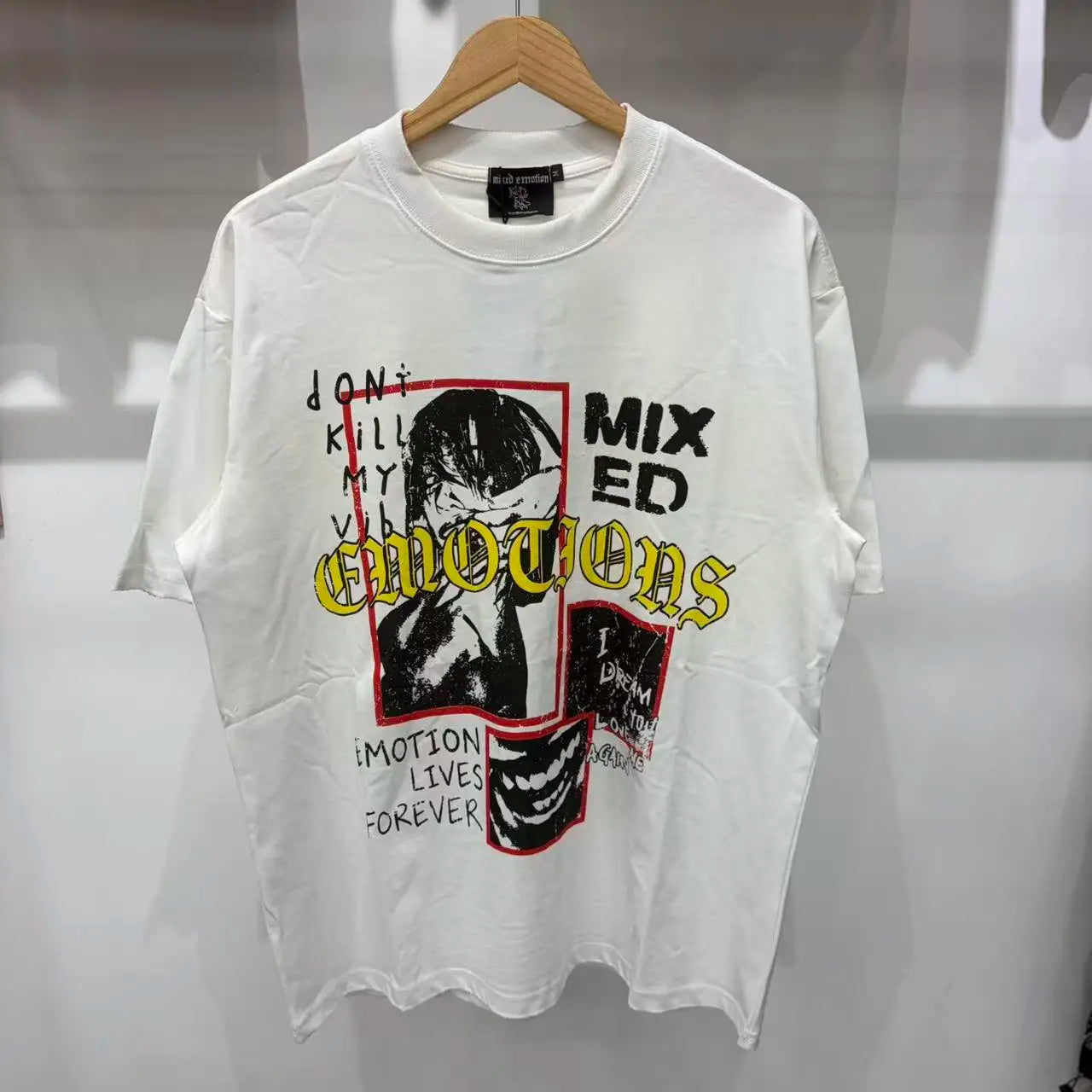 Mixed Emotion Print Cotton T Shirt Men Women Casual Trendy High Street
