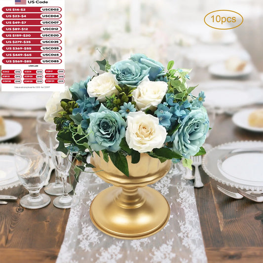 10 Pcs Gold Froral Vases Centerpieces Table Decor