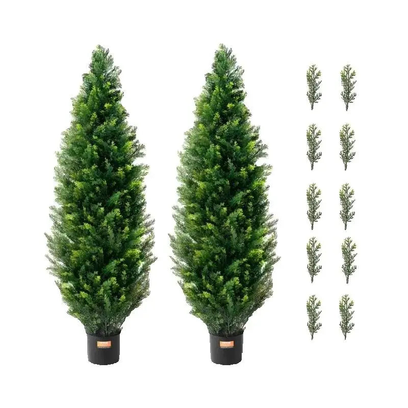 SucceBuy Artificial Cedar Topiary Tree Evergreen Fake Cypress Decor