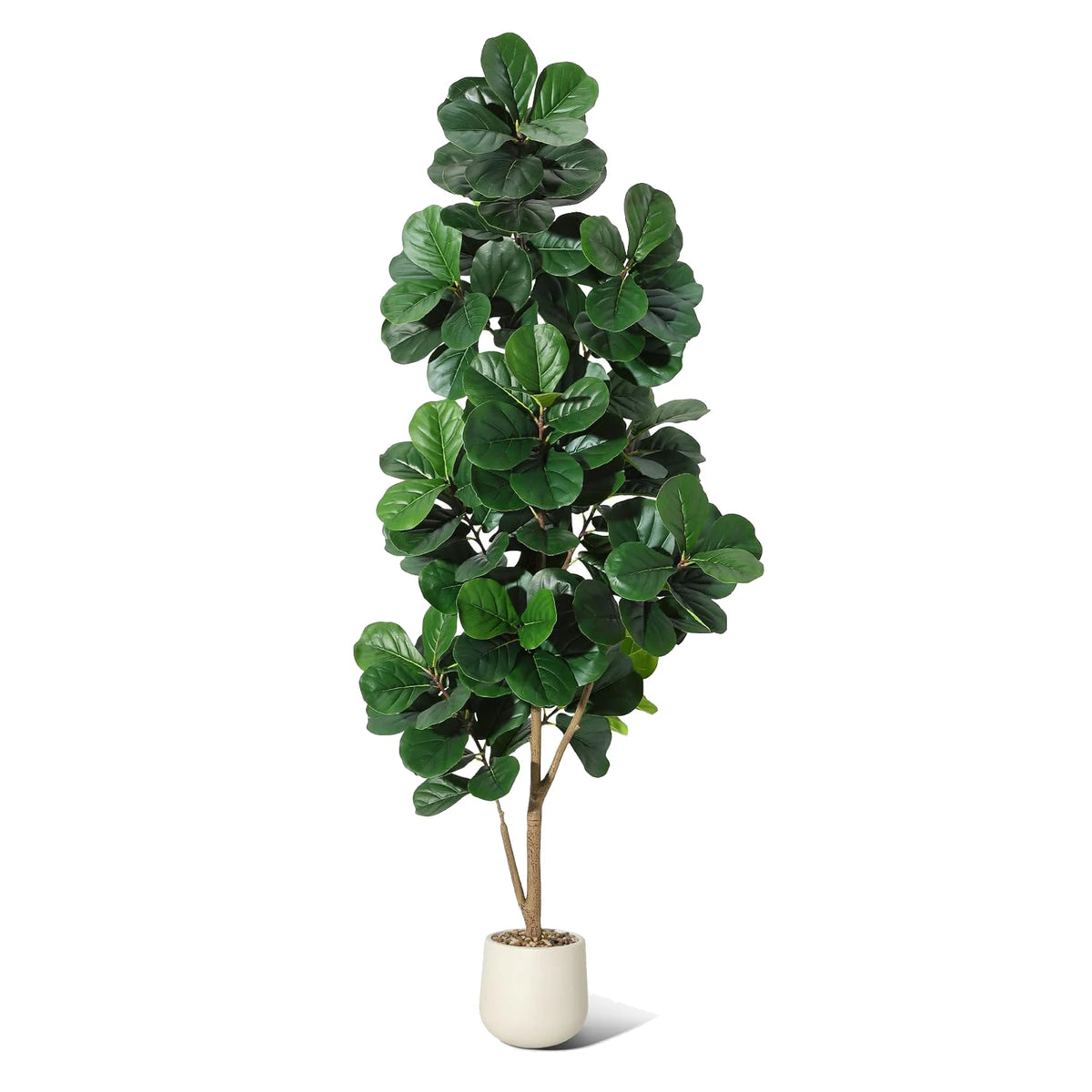 Himiss Artificial Fiddle Leaf Fig Tree In White Planter