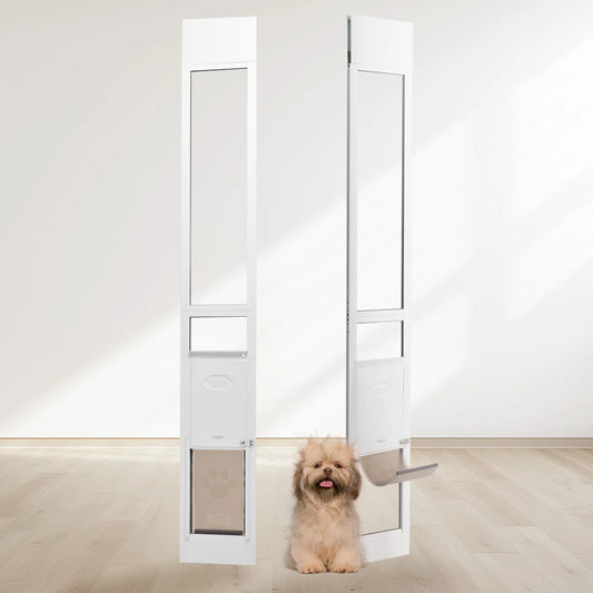 SucceBuy Adjustable Aluminum Sliding Glass Dog Door