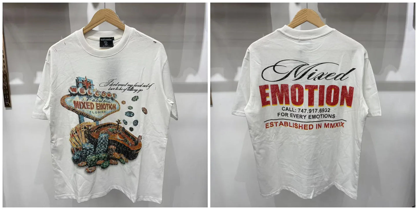 Mixed Emotion Print Cotton T Shirt Men Women Casual Trendy High Street