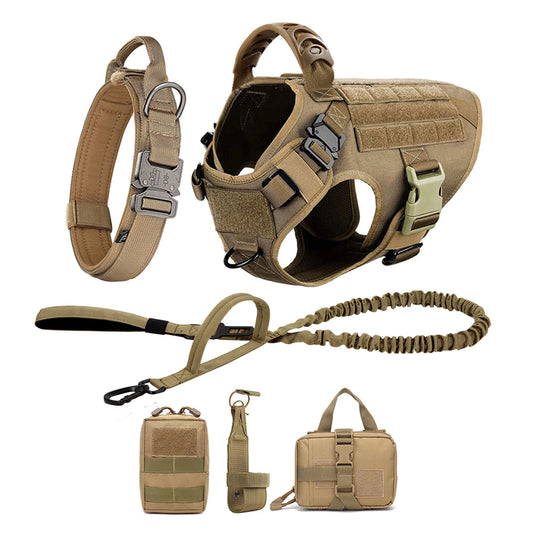 Padded Nylon Dog Harness And Leash Set With Quick Release Buckle For Training Walking Large Dogs