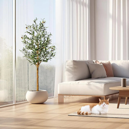 Himiss Artificial Olive Tree Fake Plant In Pot For Home Decor