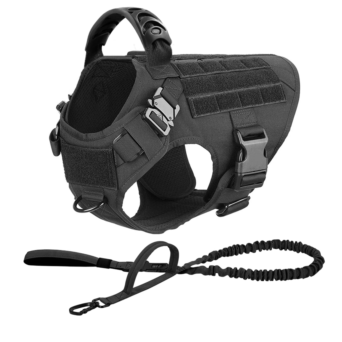 Padded Nylon Dog Harness And Leash Set With Quick Release Buckle For Training Walking Large Dogs