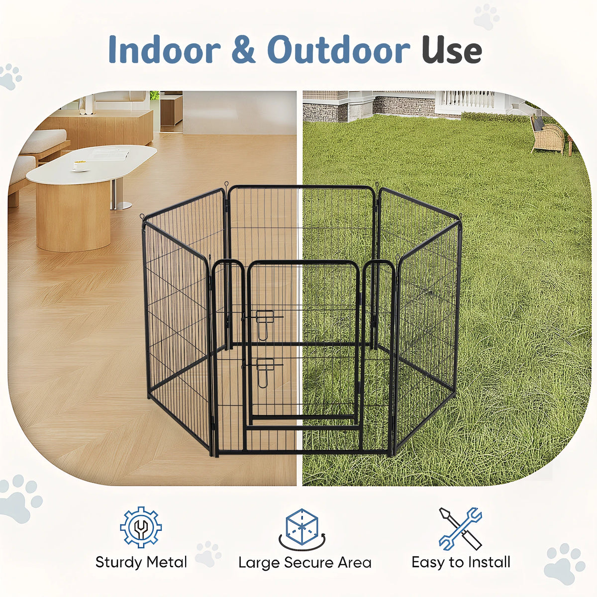 Jhk 6 Panel Metal Foldable Dog Playpen Fence