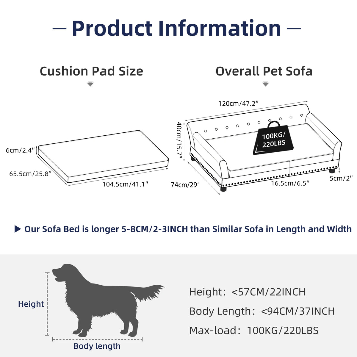 Bingopaw Elevated Dog Sofa Couch With Removable Cushion