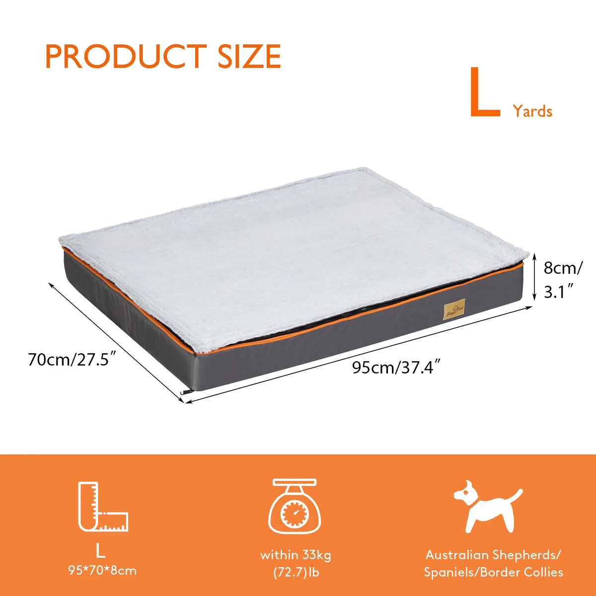 Bingopaw Large Padded Orthopedic Dog Bed With Washable Cover