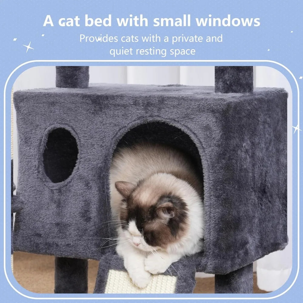 Nbvcx 41 Inch Cat Tree Tower With Hammock And Scratching Posts