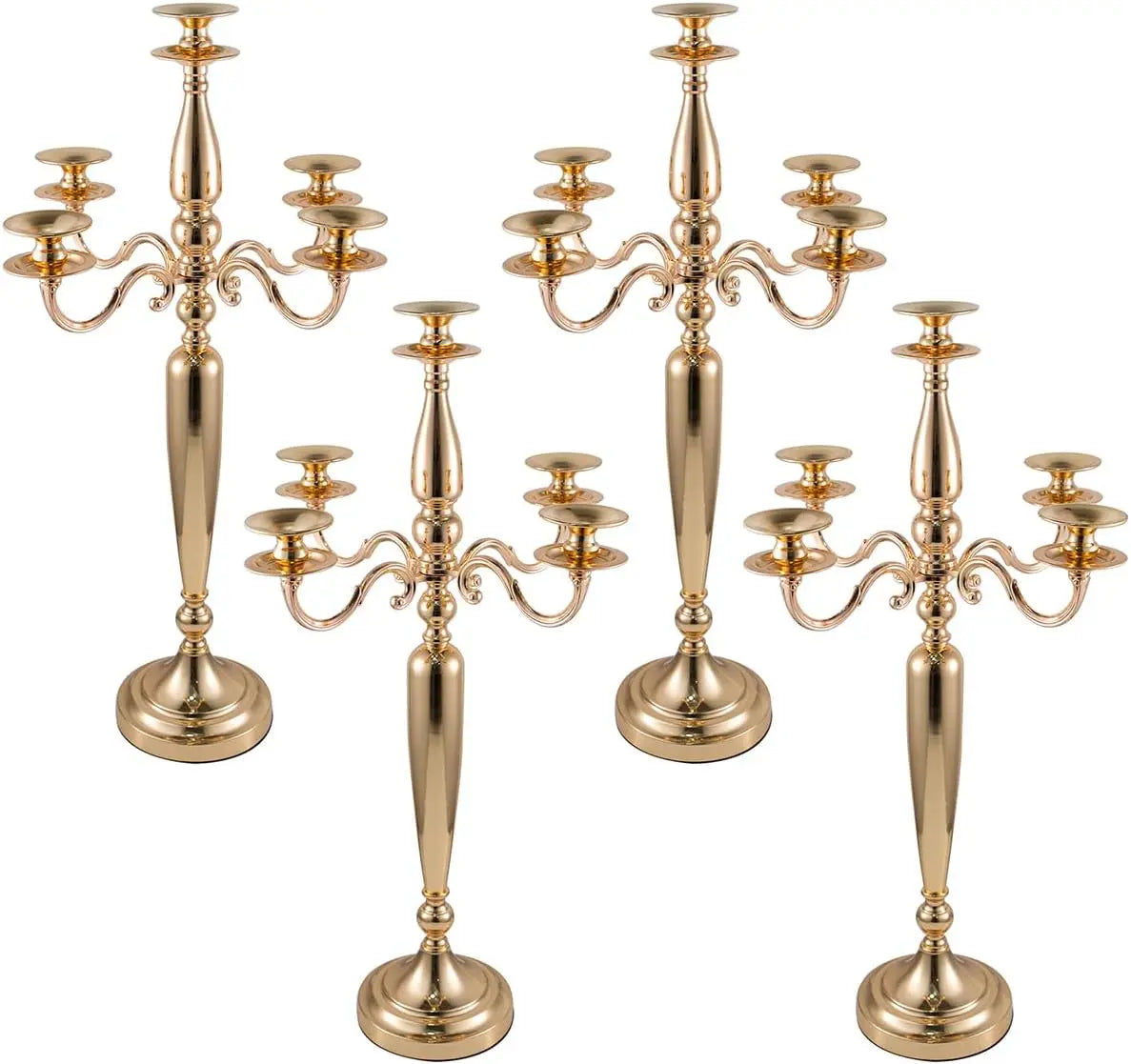 Vincigant 5 Arm Gold Metal Candelabra Candle Holder For Table Centerpieces