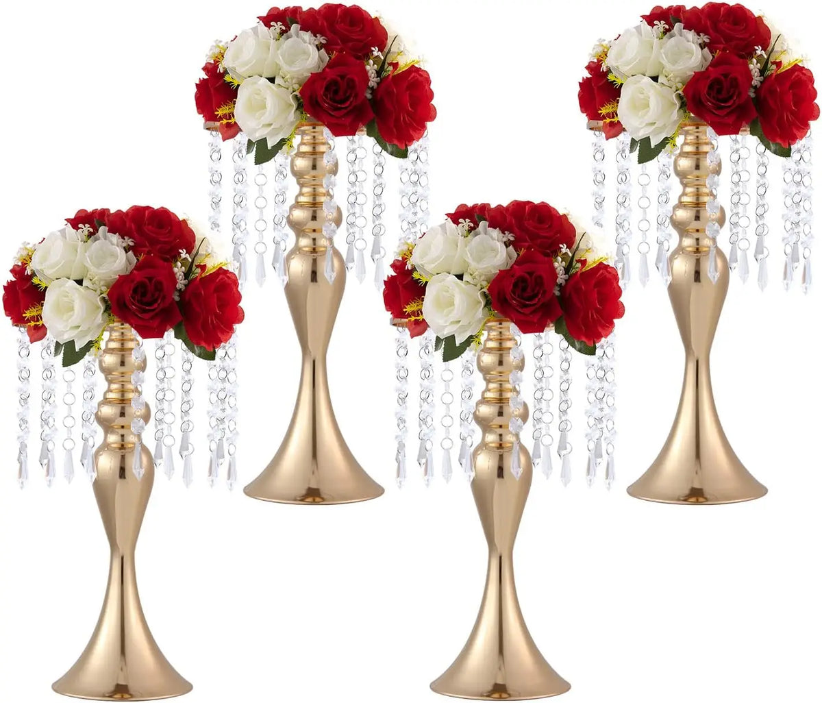 4 Pcs Gold Metal Trumpet Vases Wedding Centerpieces